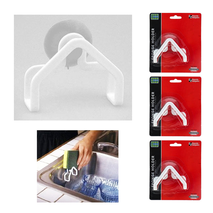 3 Kitchen Sink Sponge Holder Suction Cups Plastic Dishwasher Safe Dry Clean Wash