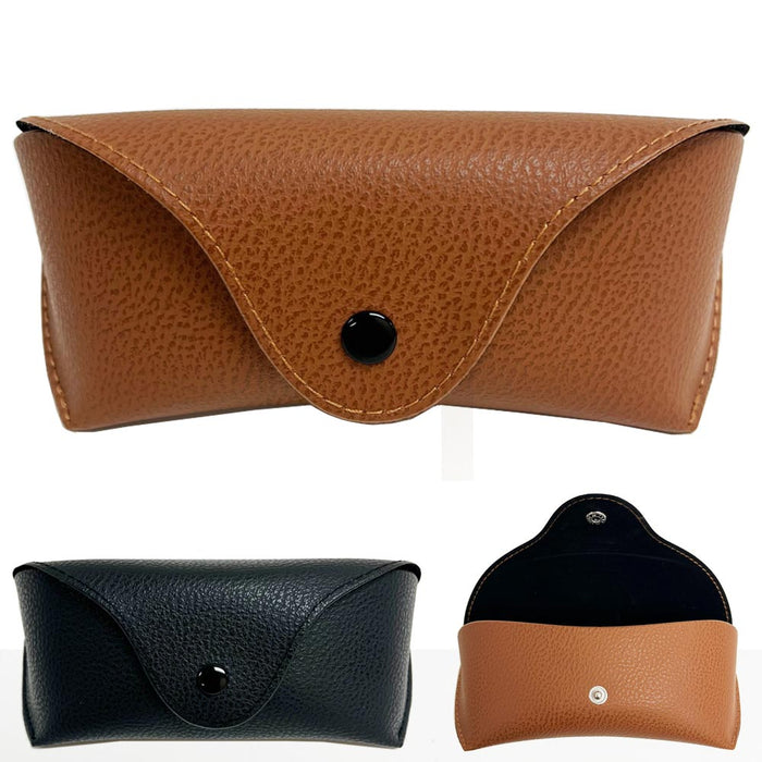 1 Portable Leatherette Semi Hard Glasses Case Sunglasses Button Faux Men Women