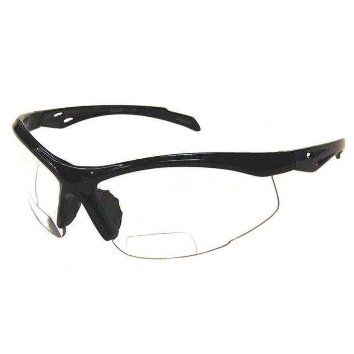 Bifocal Safety Glasses +1.5 Reader Magnifier Eyewear Clear Lense Black Frame