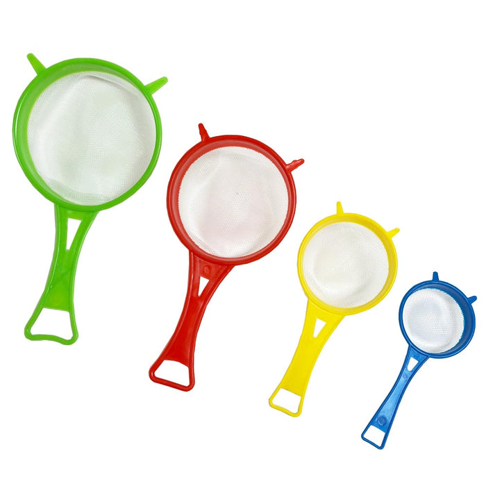 4PC Multi Purpose Plastic Strainers Sieve Mesh Colander Set Flour Sifter Kitchen