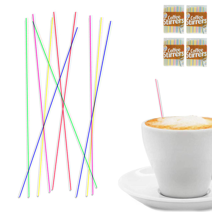 2000 X Stirrers Red White 5" Drinking Slim Straws Unwrapped Plastic Drink Sip