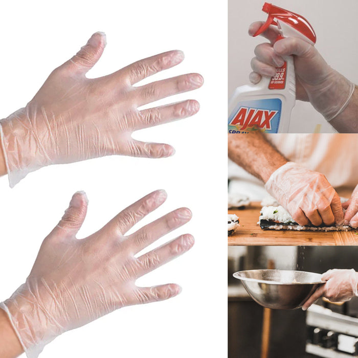 200 Box Clear Disposable Vinyl Gloves Non Latex Medium Size Powder Free Cleaning