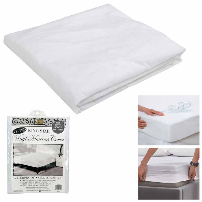 King Size Waterproof Mattress Cover Protector Vinyl  Waterproof Fitted