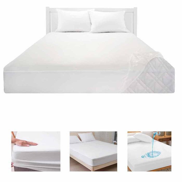 2 Pc King Size Waterproof Mattress Protector Fitted Comfort Pad Cover Vinyl