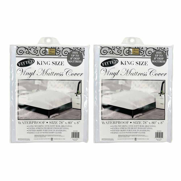 2 Pc King Size Waterproof Mattress Protector Fitted Comfort Pad Cover Vinyl