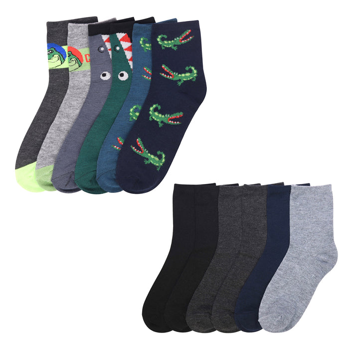 6 Pairs Assorted Boys Socks Size Ages 6-8 Years Kids Casual Sport Youth New !