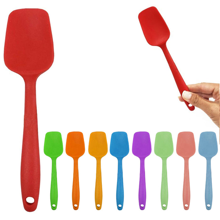 4 Set Silicone Mini Spoon Spatula 2 in1 Non Stick Heat Resistant Scraper Kitchen