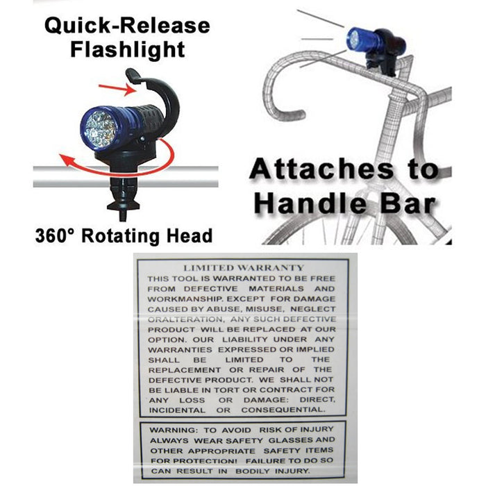 Bike Headlight Cycle Bicycle 14 Led Front Flashlight Safety Camping Lamp Grip !