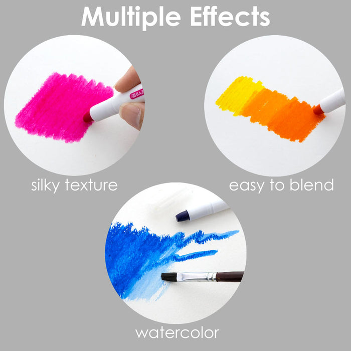 24 PC Water Color Gel Crayons Non-Toxic Coloring Washable Drawing Silky Crayon