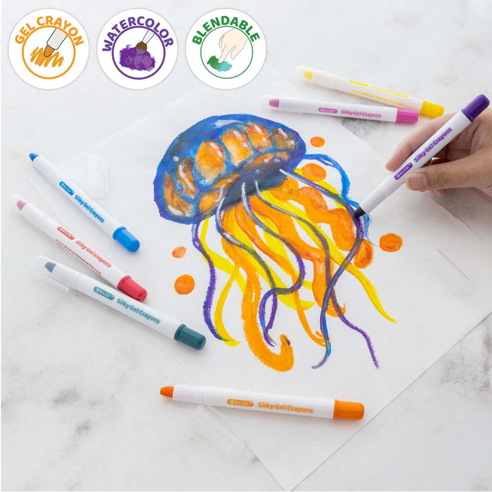 24 PC Water Color Gel Crayons Non-Toxic Coloring Washable Drawing Silky Crayon