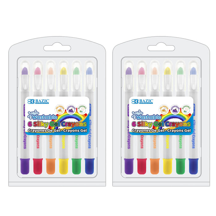 12 PC Silky Gel Crayons Twistable Non Toxic Washable Watercolor Coloring Crayon