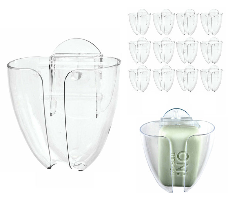 12 Pcs Soap Dish Suction Wall Holder Bathroom Shower Cup Sponge Basket Tray Sink