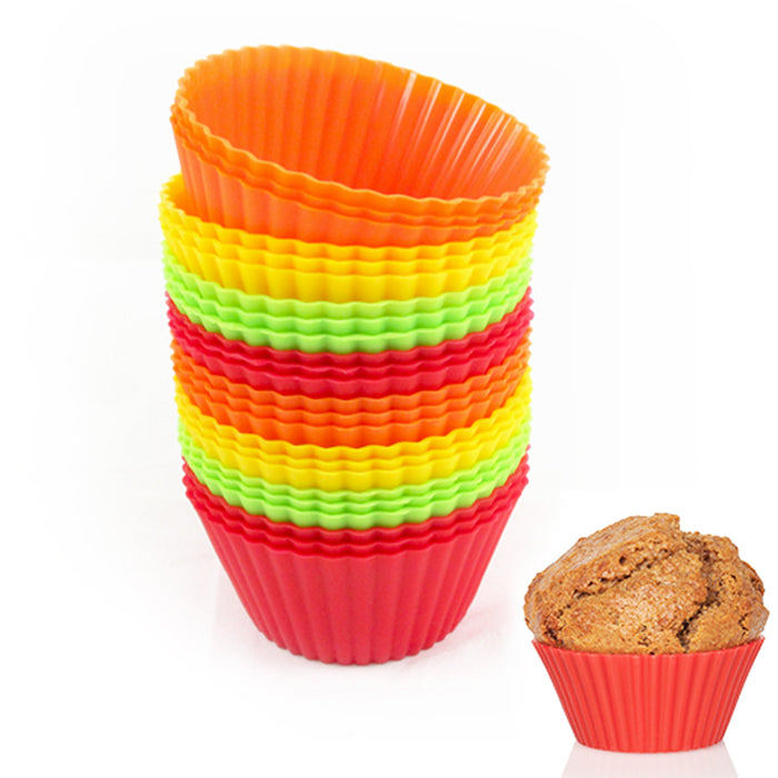 24 pcs Silicone Cake Muffin Chocolate Cupcake Liner Baking Cup Cookie Mold Color