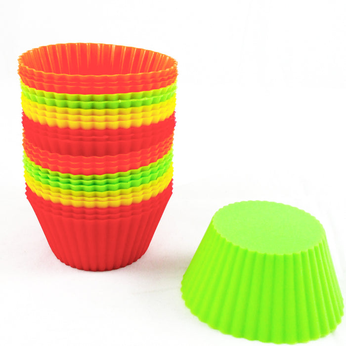 24 pcs Silicone Cake Muffin Chocolate Cupcake Liner Baking Cup Cookie Mold Color