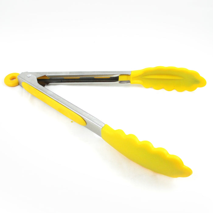 1 Kitchen Tong Food Grade Stainless Steel Silicone Locking Turner Kitchen Utensil