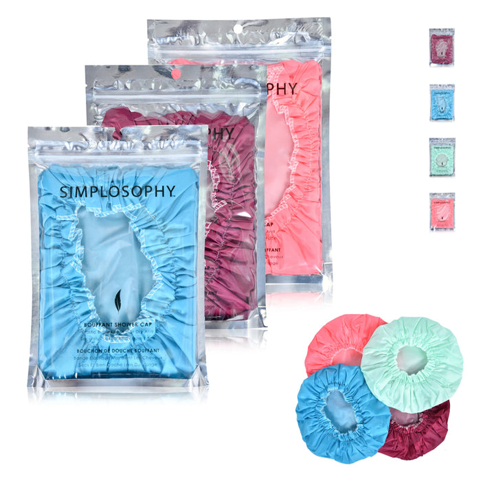 3PCS Luxury Shower Cap for Women Waterproof Mold Resistant Reusable Bathing Hair
