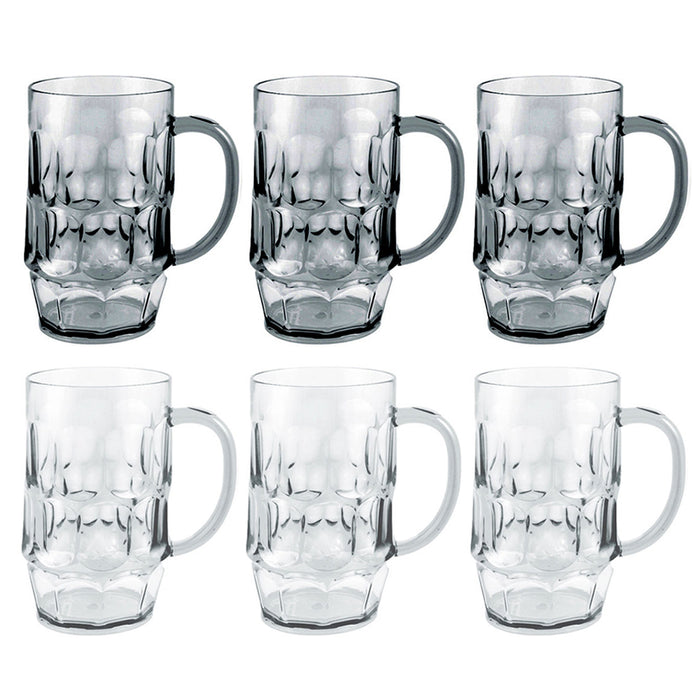 6 Pack Plastic Beer Mugs Drinking Party Cups 26oz Handle Glasses Bar Picnic Gift