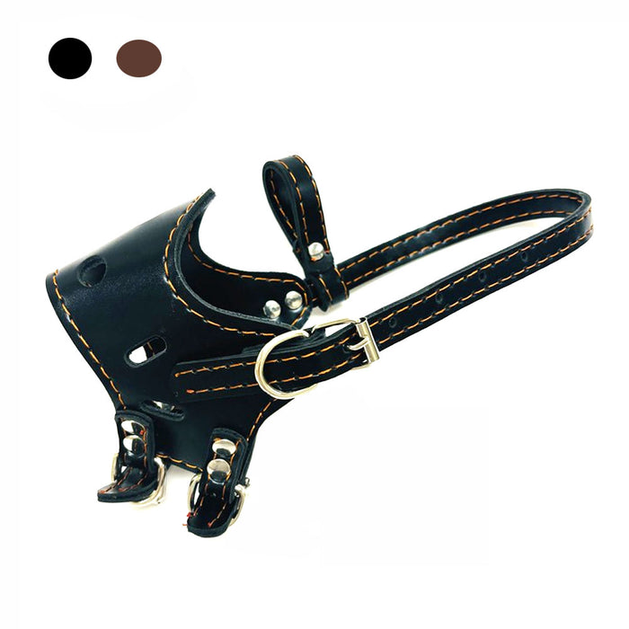 2pc Comfort Dog Muzzle Adjustable Leather Strap Pet Grooming No Bark Bite Medium