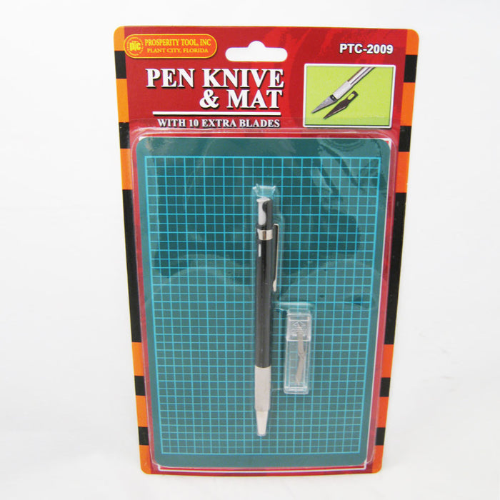 Pen Knife Cutting Board Mat +10 Blades Exacto Hobby Craft Tools Compact Office