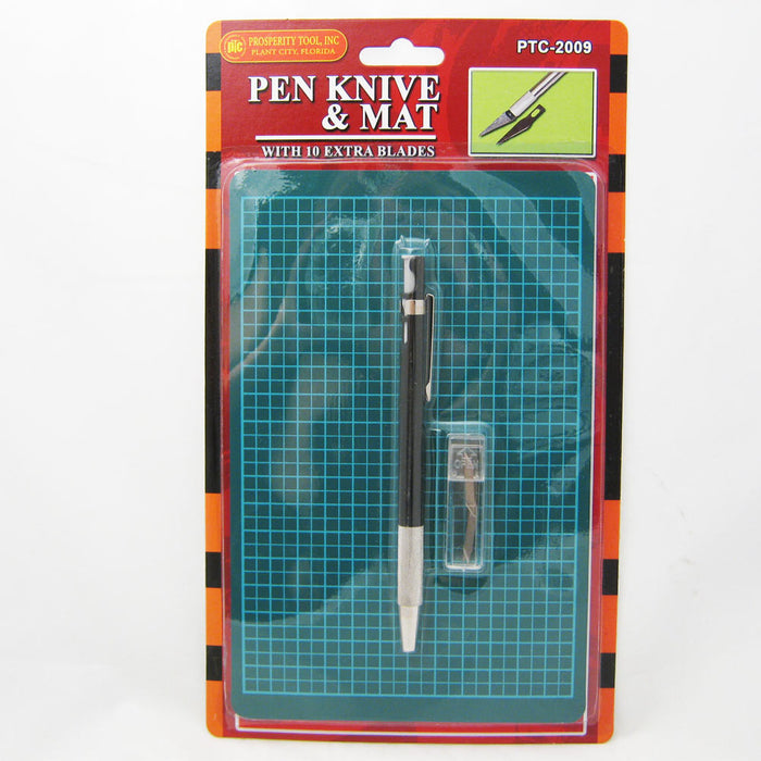 Pen Knife Cutting Board Mat +10 Blades Exacto Hobby Craft Tools Compact Office