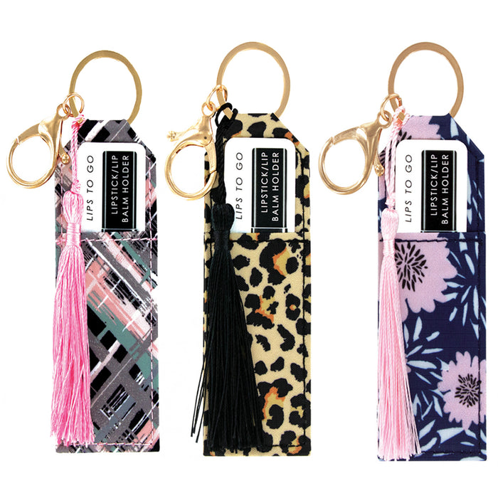 1 Chapstick Keychain Holder Fashion Lipstick Case Lip Balm Cosmetic Storage Gift