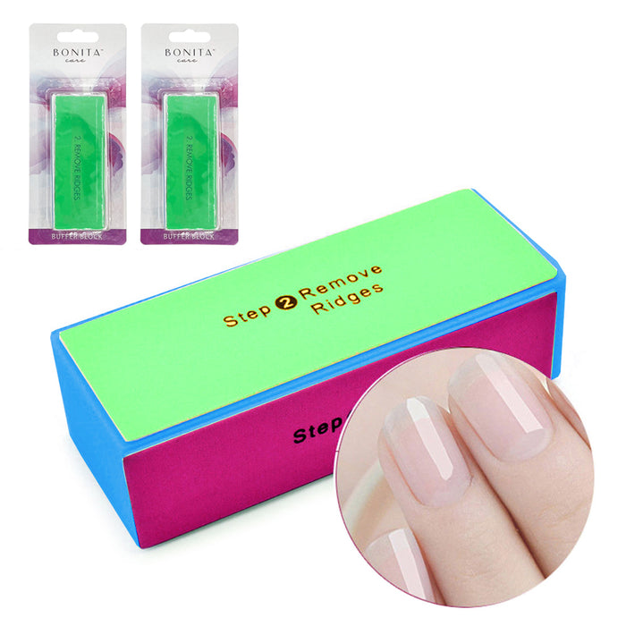 2 Pc 4 Way Nail Buffer Blocks File Buff Smooth Shine Toe Separator Nail Kit New