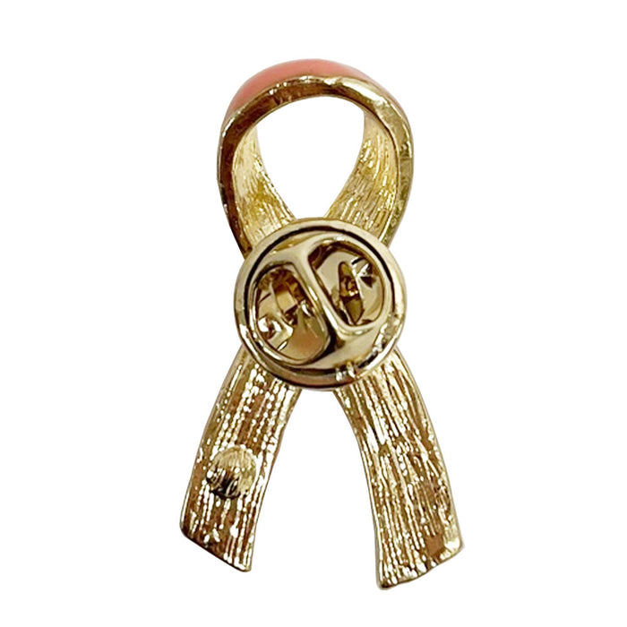 2 PC Pink Ribbon Breast Cancer Awareness Label Pin Brooch Crystal 18kt Gold Hope