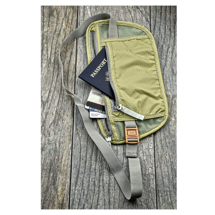 1Pc Money Belt Pouch Hidden Travel Wallet Passport ID Holder Secure Khaki Unisex