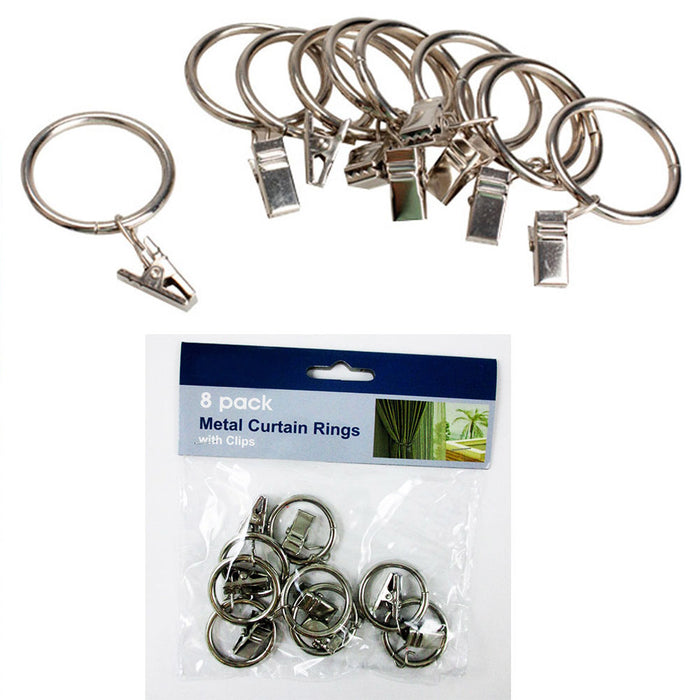 16 Metal Shower Curtain Rings Drape Clip 1.25" Outer Diameter Fit Up To 7/8" Rod