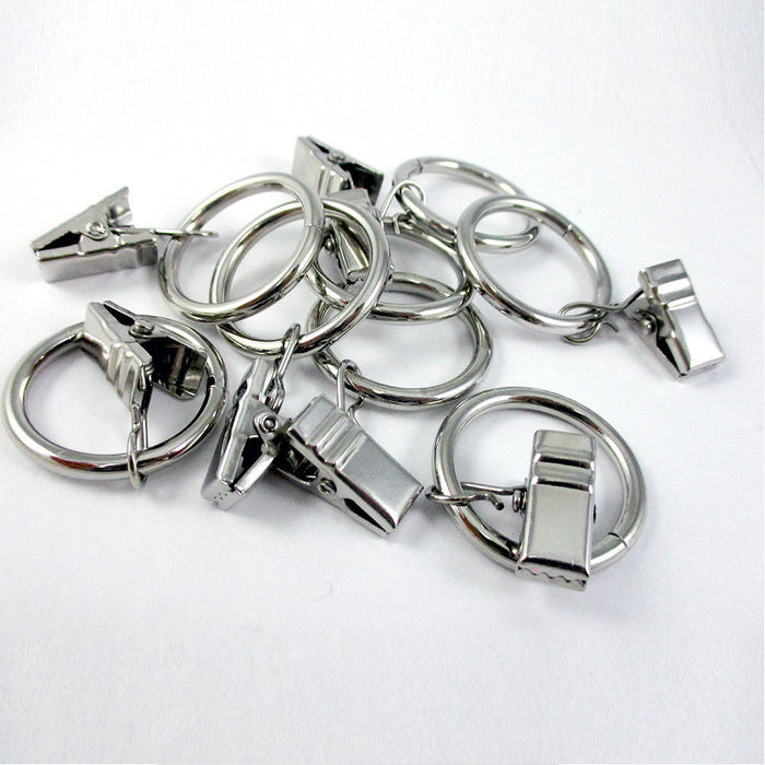 16 Metal Shower Curtain Rings Drape Clip 1.25" Outer Diameter Fit Up To 7/8" Rod