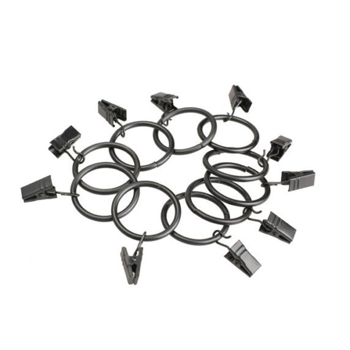 8 Pcs Metal Curtain Drapery Ring Clip Inner Diameter Fits Up To 7/8" Rod Black