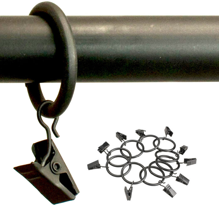 8 Pcs Metal Curtain Drapery Ring Clip Inner Diameter Fits Up To 7/8" Rod Black