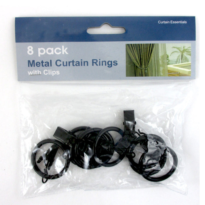 8 Pcs Metal Curtain Drapery Ring Clip Inner Diameter Fits Up To 7/8" Rod Black