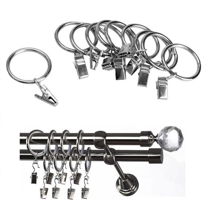 16 Metal Shower Curtain Rings Drape Clip 1.25" Outer Diameter Fit Up To 7/8" Rod