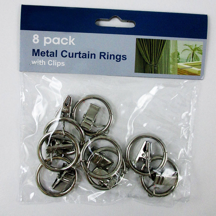16 Metal Shower Curtain Rings Drape Clip 1.25" Outer Diameter Fit Up To 7/8" Rod