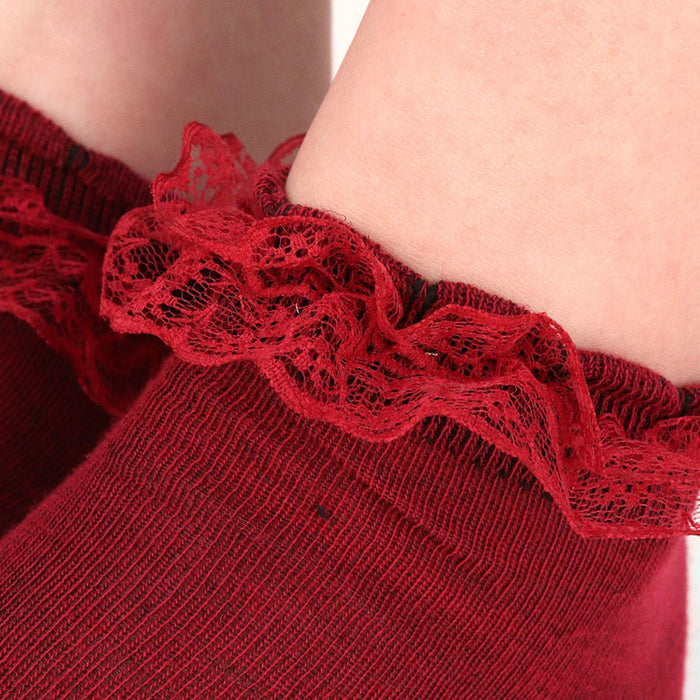 6 Pairs Womens Princess Lace Ruffle Frilly Socks Ankle Solid Colors Comfortable