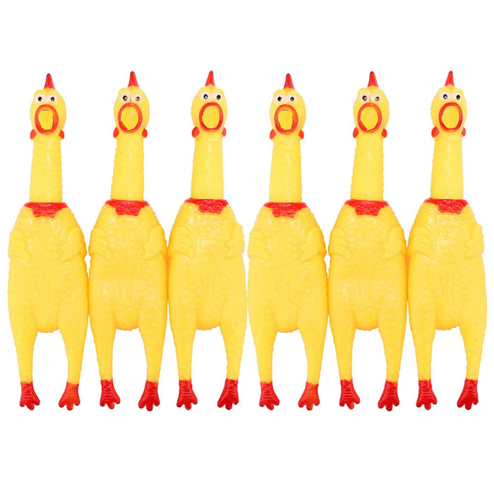 6 Pack Screaming Chicken Dog Toys Rubber Squeak Chew Toy Novelty Prank Durable