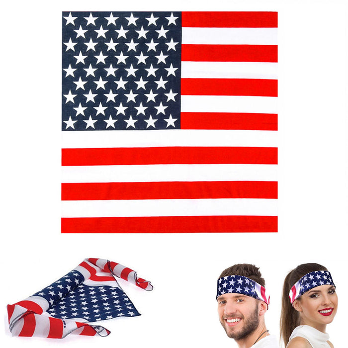 24 Pc Lot American Flag Bandana Headband USA Bandana Flag Apparel Men Neck Scarf