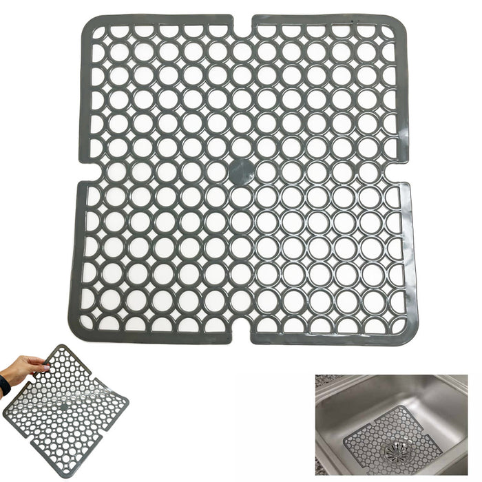 1 Kitchen Sink Protector Drain Mat Stainless Steel Porcelain Sink Non-Slip Grey