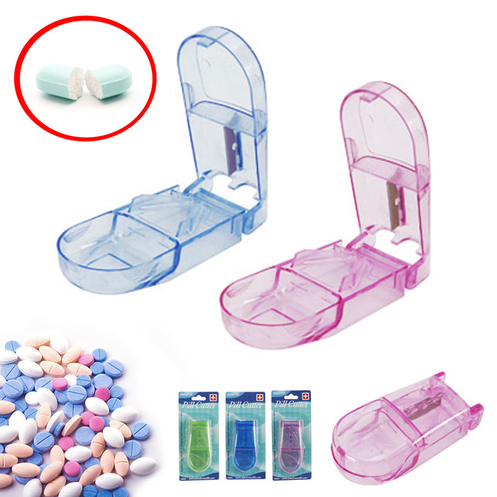2 Pill Cutter Splitter Steel Blade and Guard Storage Easycare V2 Tablet Spliter