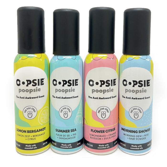 4 Pack Oopsie Poopsie Air Freshener Spray Toilet Odor Eliminator Deodorizer Bath