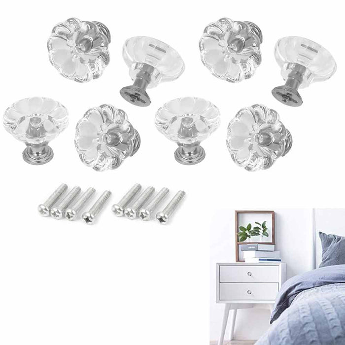 8 Pcs Crystal Cabinet Knobs Diamond Shape Drawer Cabinets Dresser Pulls Handles