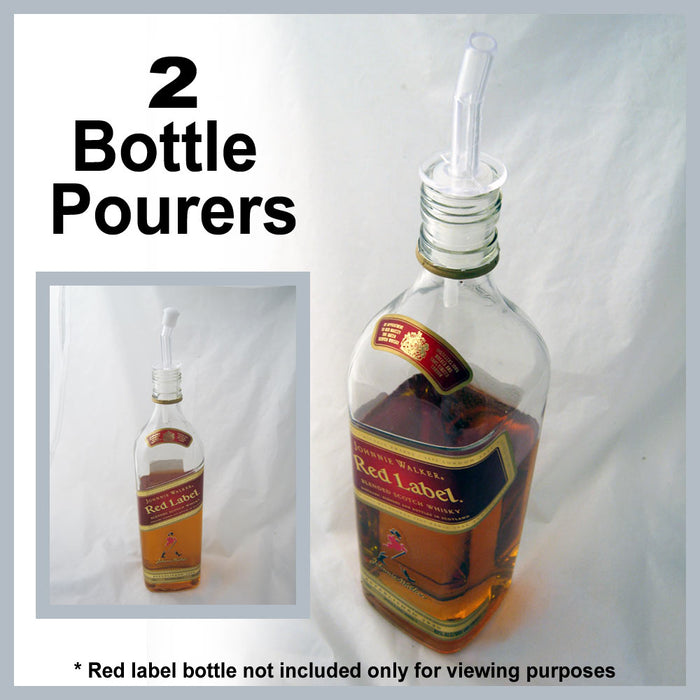 Set of 2 Bottle Pourers Wine Liquor Stopper Spout Bar Plastic Free Flow Pour New
