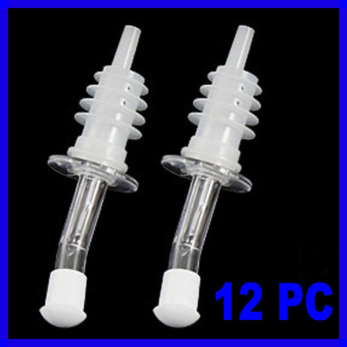 12 Bottle Pourers Wine Liquor Stopper Flair Spout Bar Plastic Free Flow Pour New