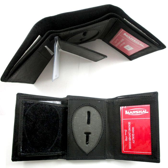 Leather Badge Holder Wallet Officer Sheild ID Police Sherif Fire Security Case !