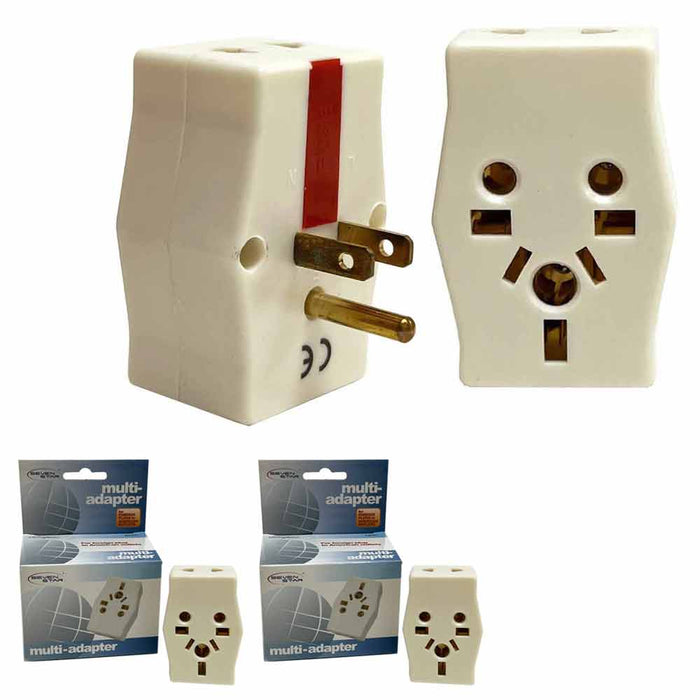2 Pack Multi Adapter Travel Plug Outlet Extender Europe to USA Adaptor Converter