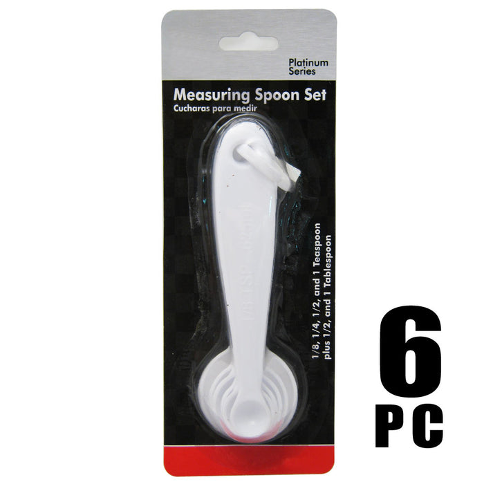 Measuring Spoons 6 Pc Set Plastic Steel Tea Coffee Measure Cooking Scoop