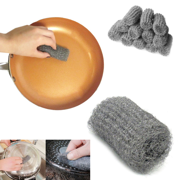 18 Pc Pads Steel Wool Cleans Shine Kitchen Bathroom Grill Wire Cleaning Scouring