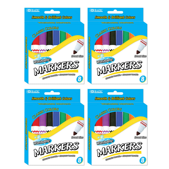 32 PC Broad Line Washable Markers Classic Colors Kids School Brilliant Color New