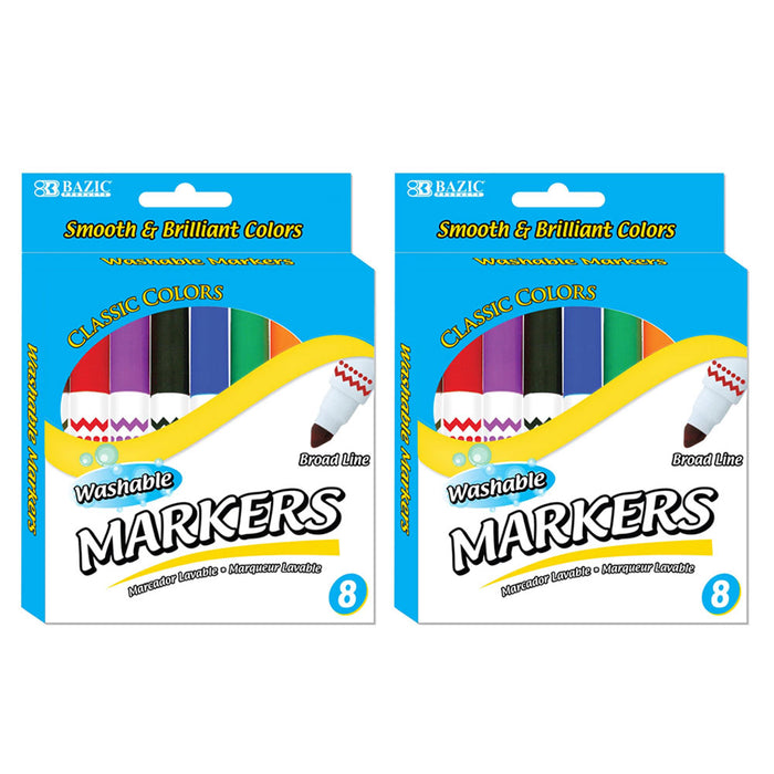 16 PC Classic Color Washable Markers Brilliant Color Broad Line Kids Activities